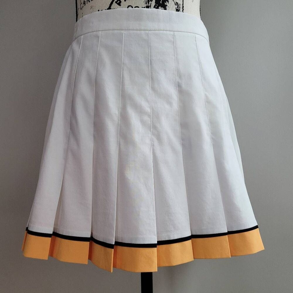 Vintage white‎ & yellow pleated tennis skirt size 8 preppy golf old money sporty